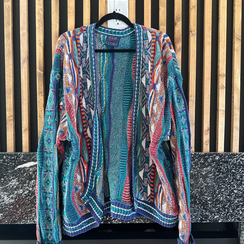 Vintage Oversized Old Glory Multicolor Women's Cardigan